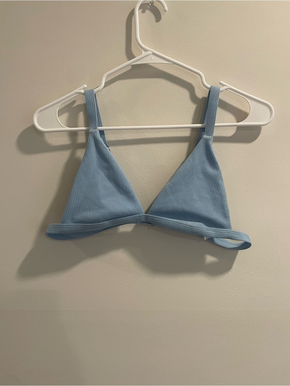SHEIN Light Blue Ribbed Triangle Bralette
